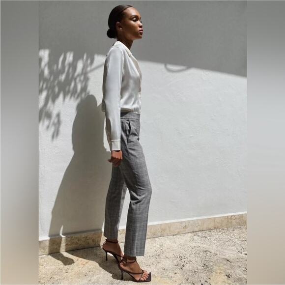 Aritzia Babaton Womens Conan Pant in Glencheck Plaid pockets 2 NWT - Picture 8 of 9